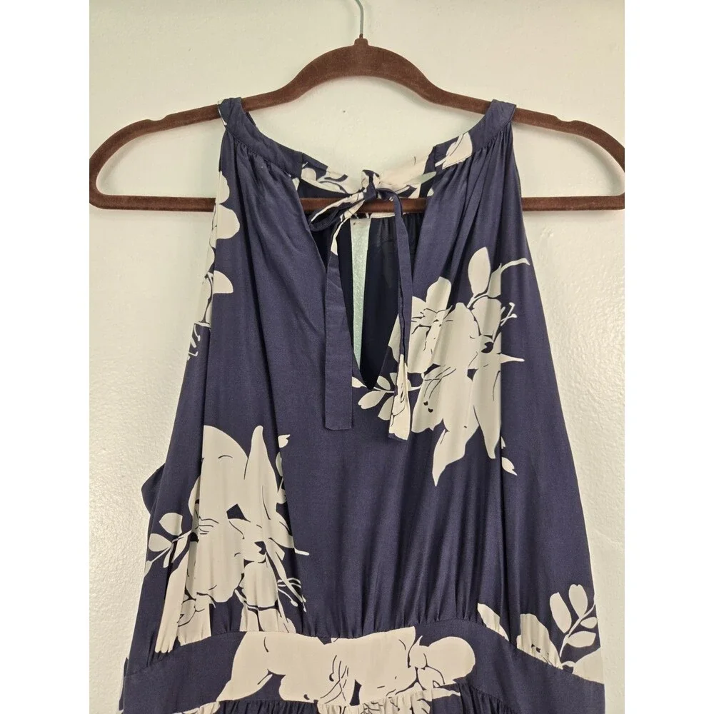 Boden Icons Agnes Dress Navy Floral Halter Midi Keyhole Size US 12 UK 16 Silk - Picture 5 of 13